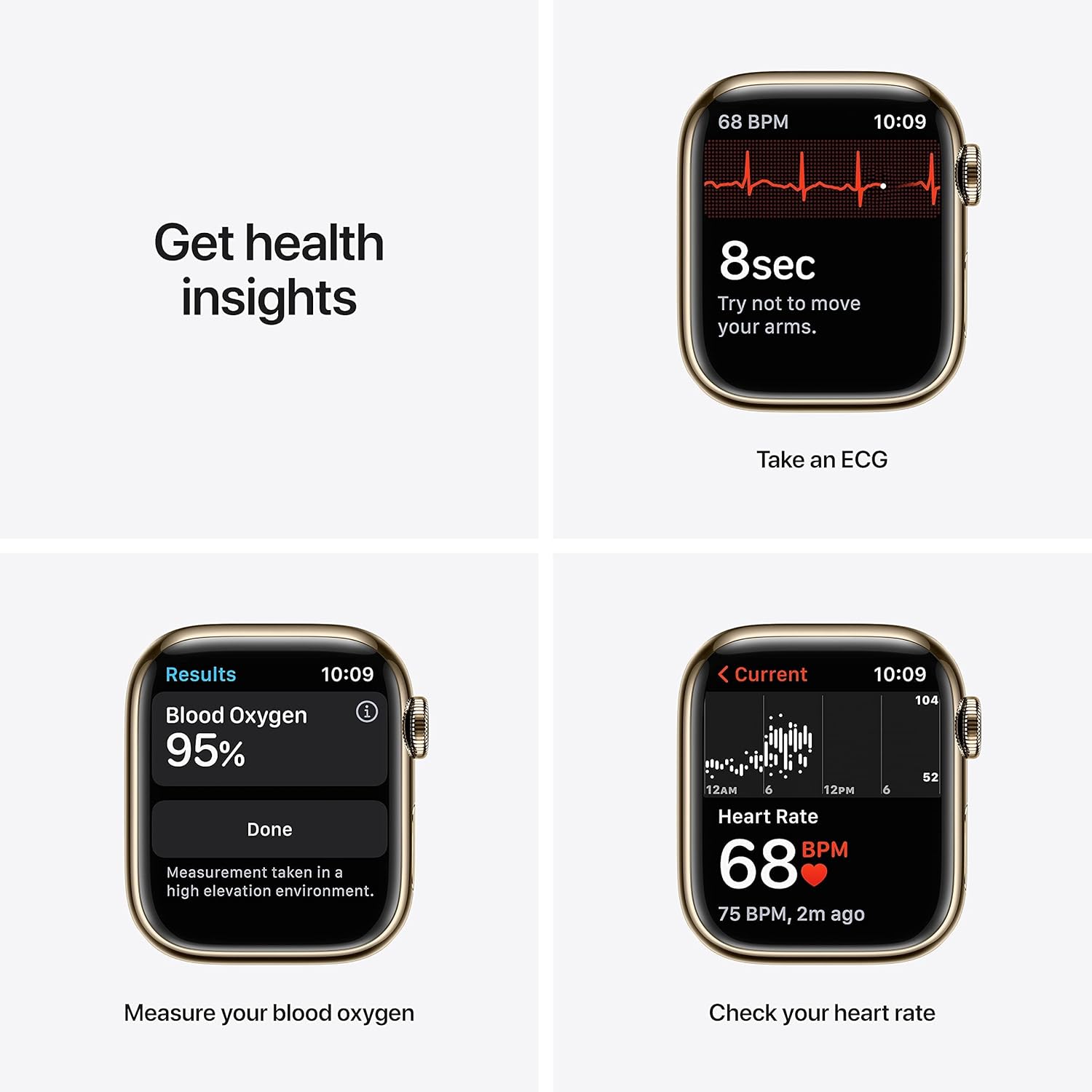 Apple Watch Series 7 (GPS, 41mm) Starlight Aluminum Case with Starlight Sport Band, Regular (Renewed)