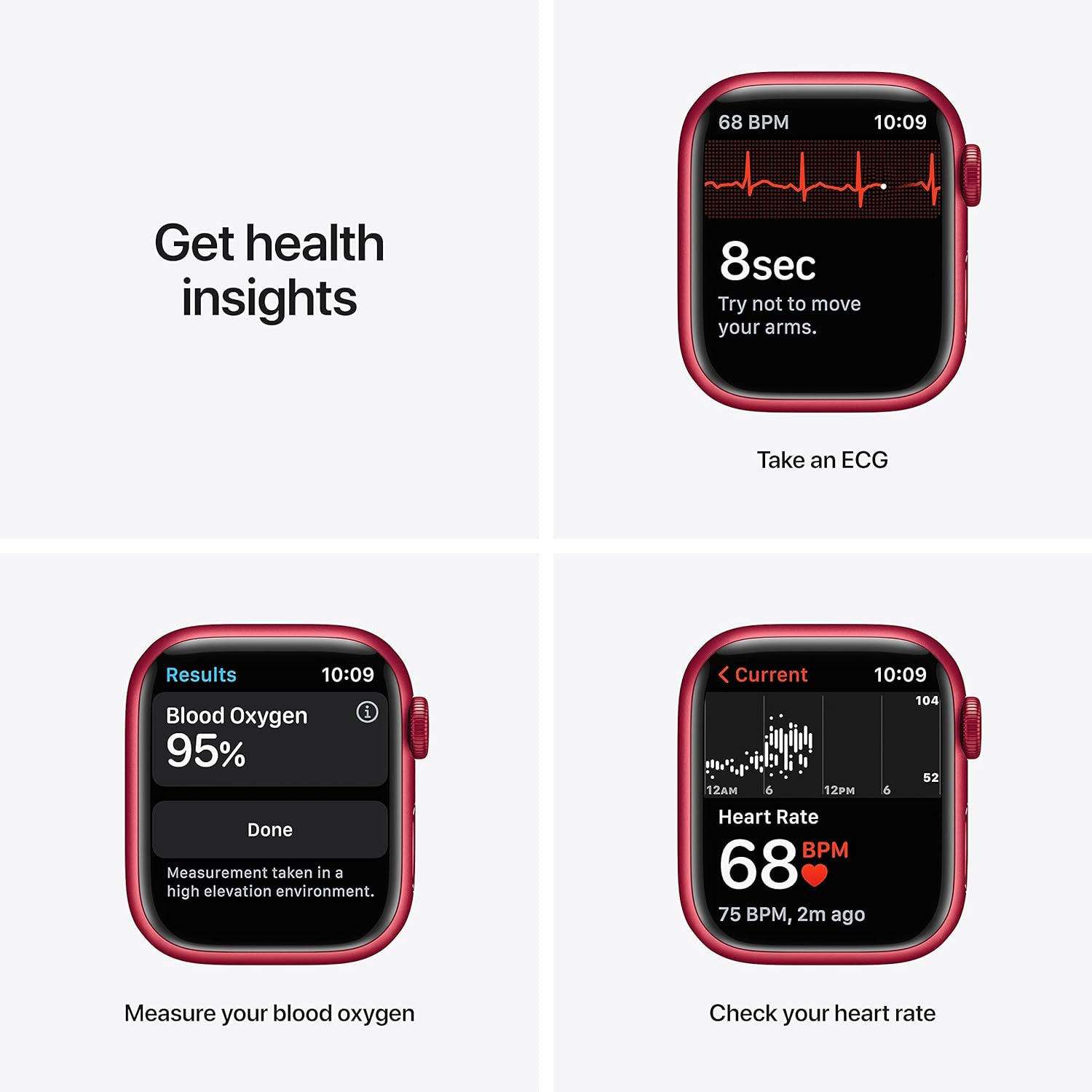 Apple Watch Series 7 (GPS, 41mm) Starlight Aluminum Case with Starlight Sport Band, Regular (Renewed)