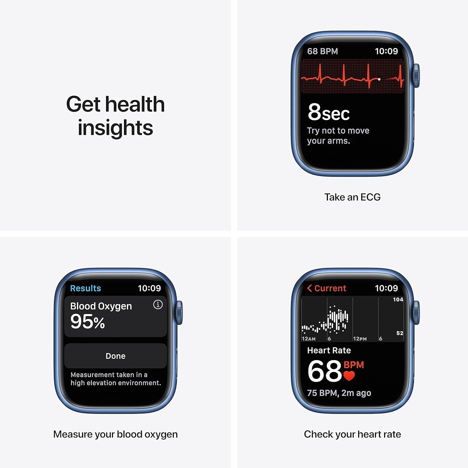 Apple Watch Series 7 (GPS, 41mm) Starlight Aluminum Case with Starlight Sport Band, Regular (Renewed)