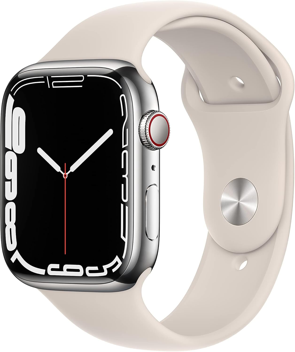 Apple Watch Series 7 (GPS, 41mm) Starlight Aluminum Case with Starlight Sport Band, Regular (Renewed)